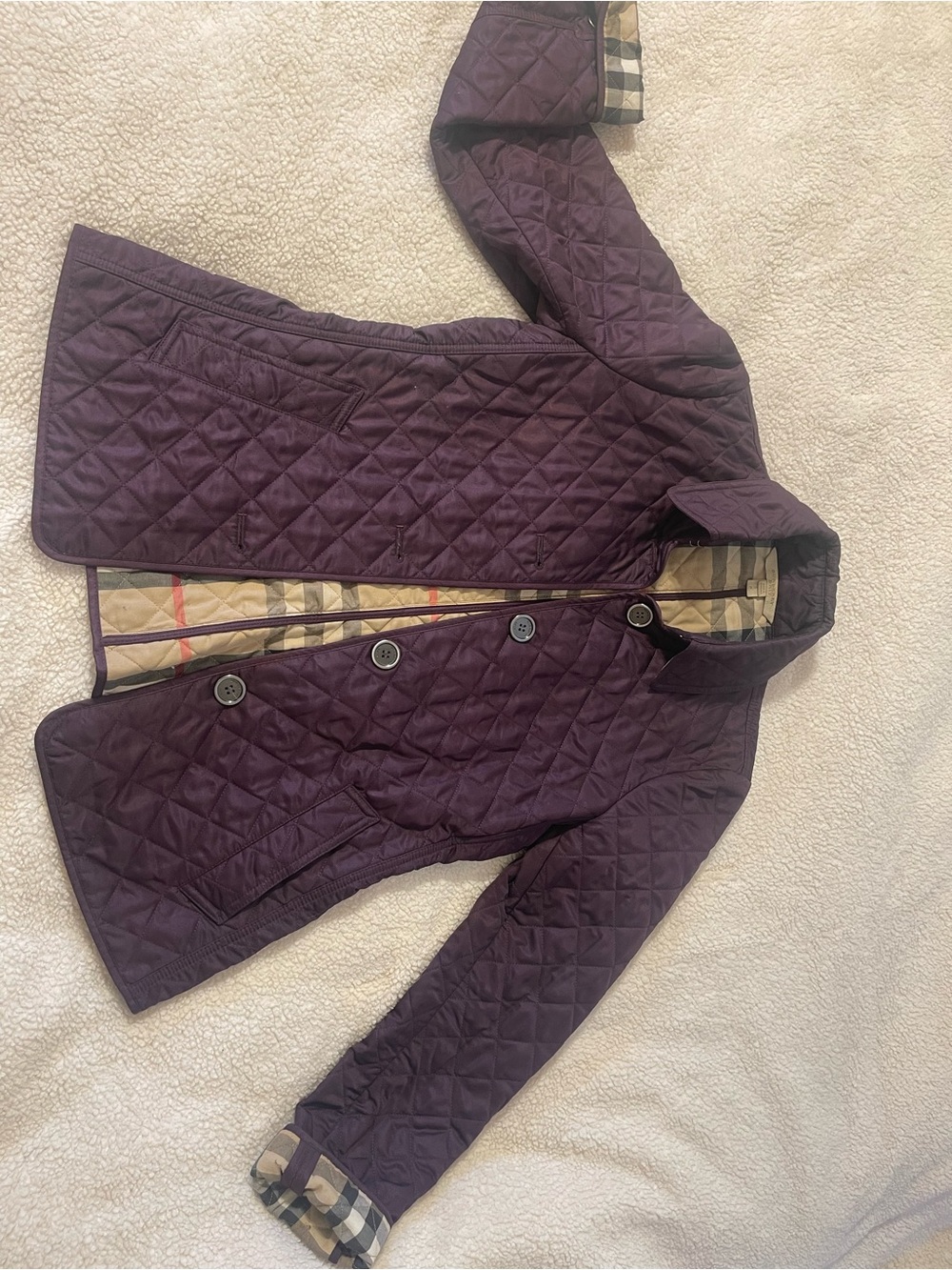 Classic Quilted Burberry Brit Jacket in Deep Plum